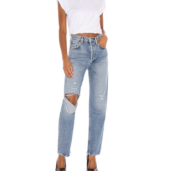 Agolde 90's Pinch Waist High Rise Straight Leg Jeans in Lineup - Picture 1 of 5